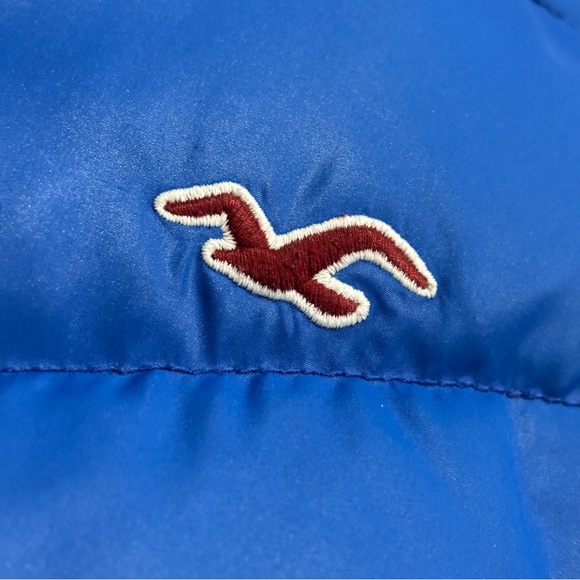 Hollister Vintage Y2K Blue Puffer Vest Size Large Seagull Logo Multi Zip - Picture 10 of 15
